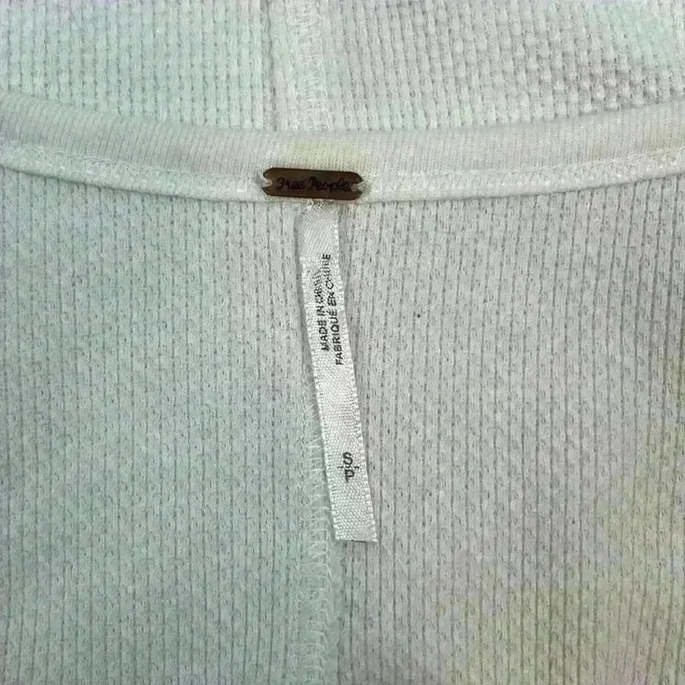 Free People White & Blue Button Top Size S
